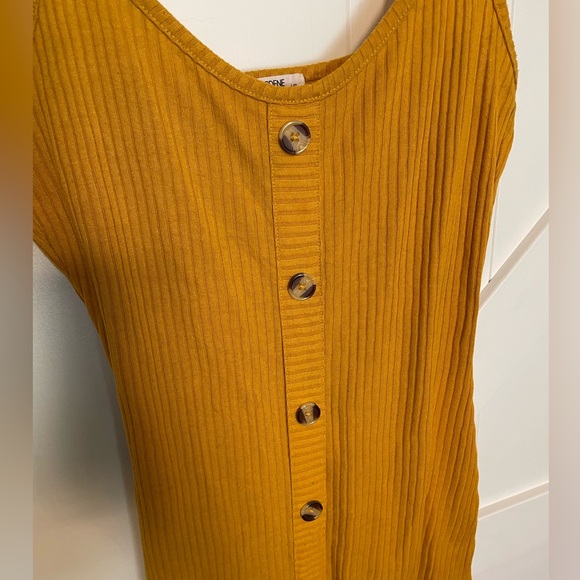 Ardene Mustard Yellow Button Up Spaghetti Strap Summer Dress Size Large - Picture 5 of 7